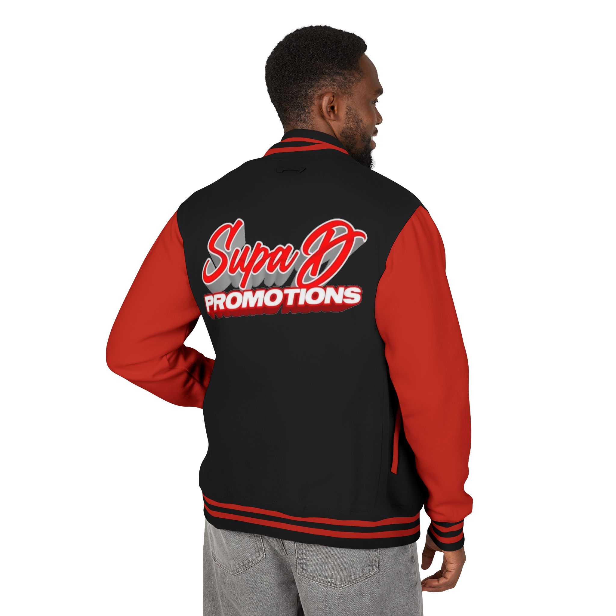 Letterman Jacket — 'Supa D Promotions' Retro Script Varsity Jacket
