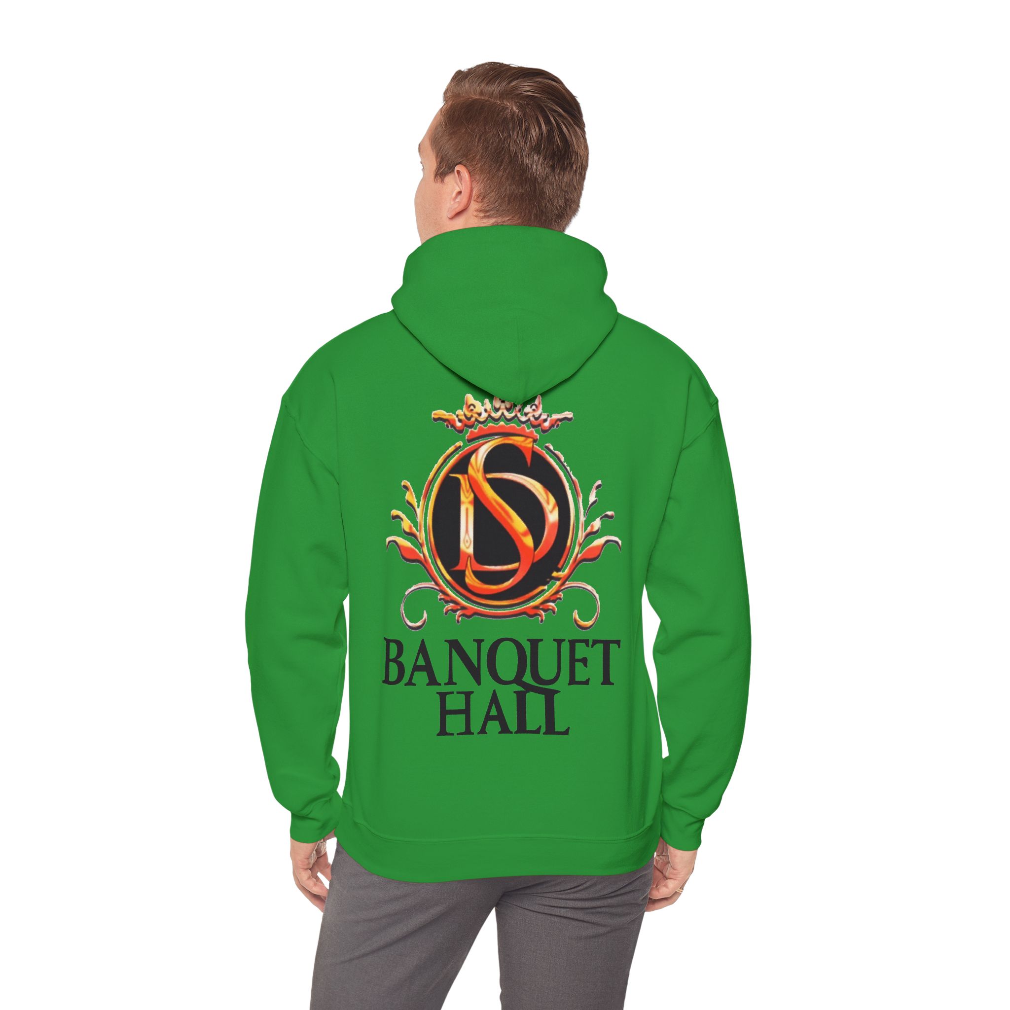 Banquet Hall Logo Hoodie — Vintage Crest Back Print - Image 6