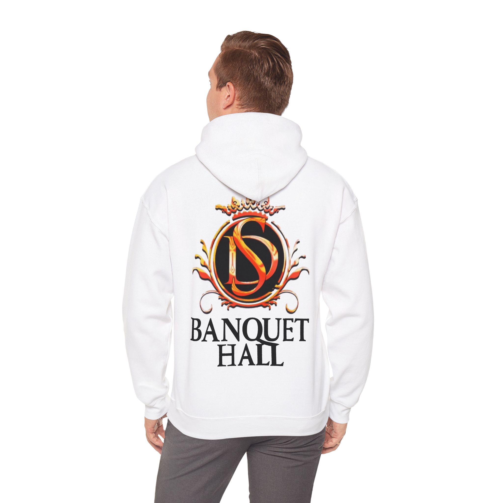 Banquet Hall Logo Hoodie — Vintage Crest Back Print - Image 11