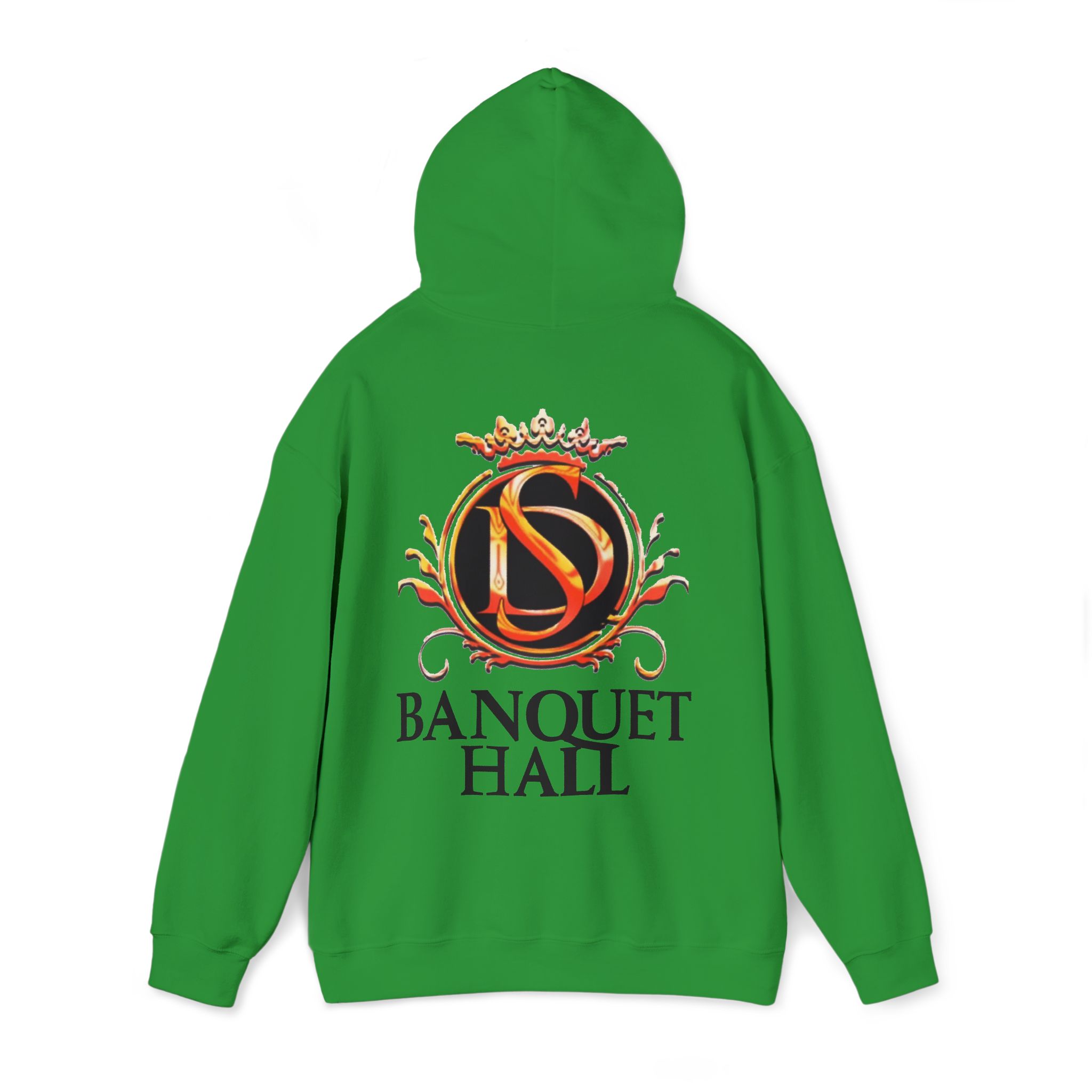 Banquet Hall Logo Hoodie — Vintage Crest Back Print - Image 4